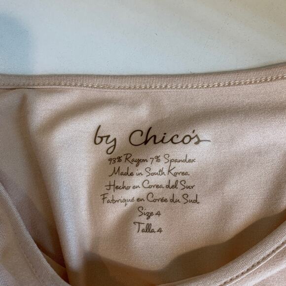 Chicos Top Women 4 Sheer Petal Karina Shirttail Long Sleeve Basic Knit ScoopNeck - Picture 6 of 12